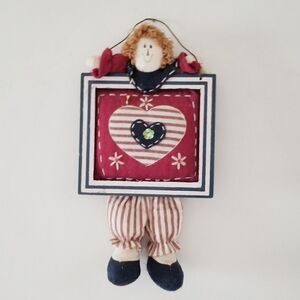 Primitive angel heart wall hanging